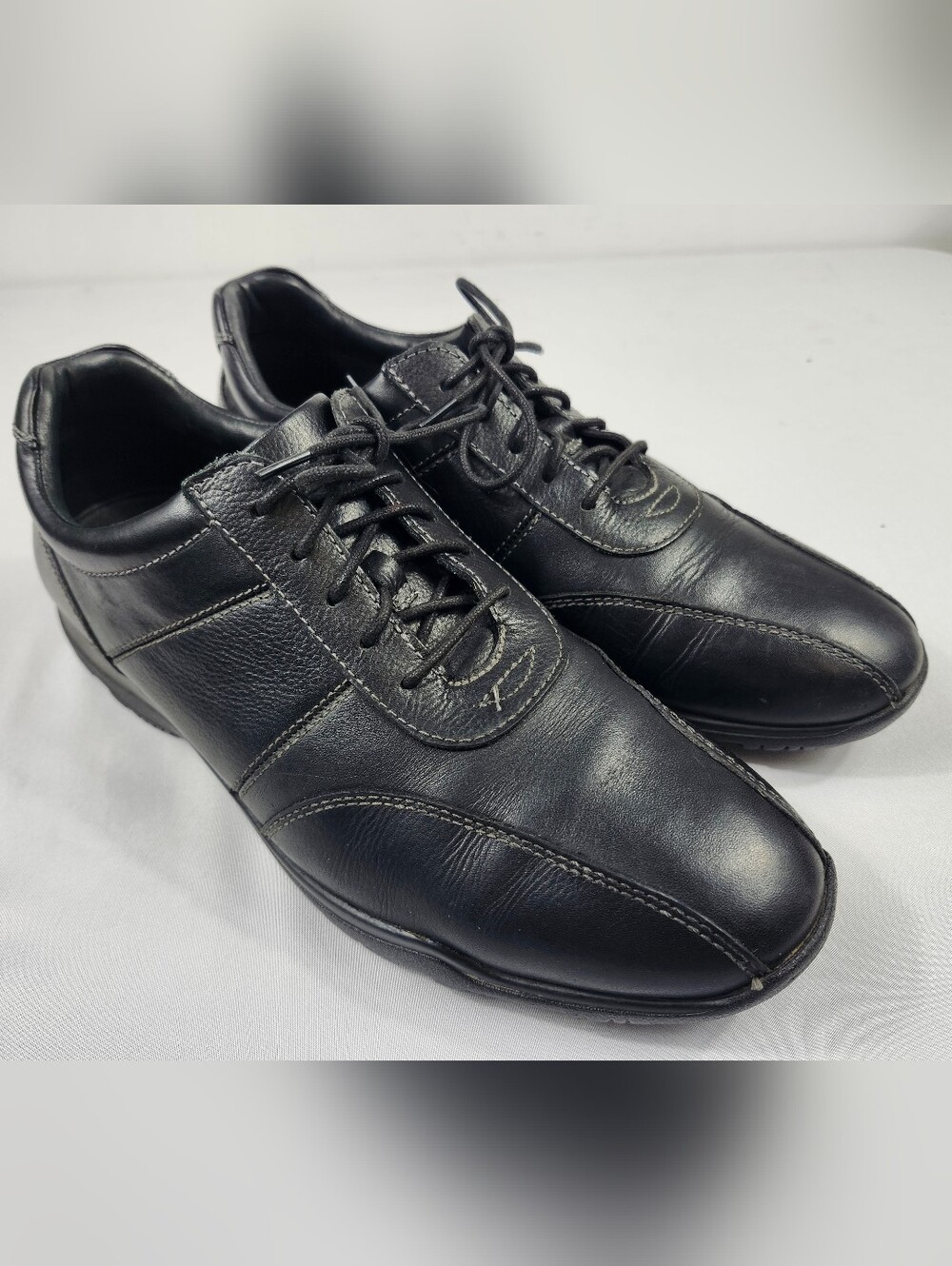 Cole Haan Grand OS Mens 9 M Black Leather Lace-Up Bike Toe Oxfords